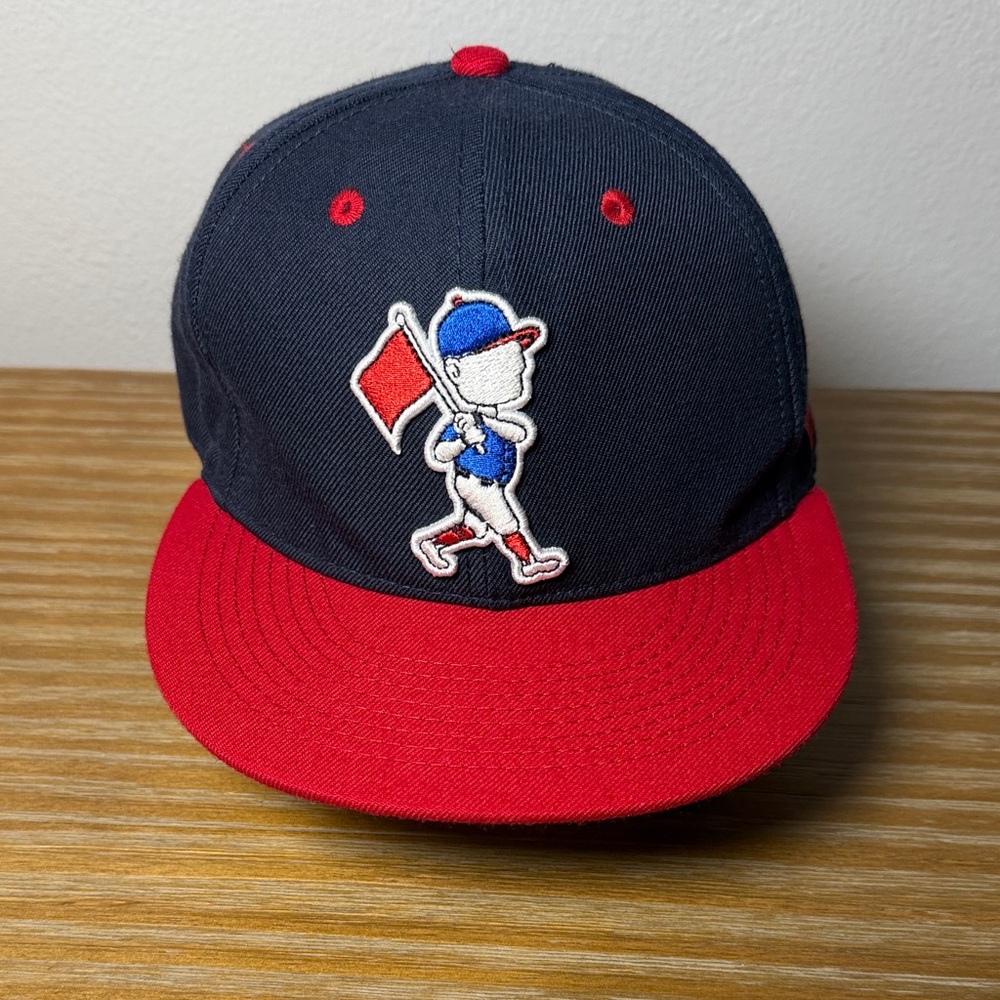 Baseballism Men's Fitted Navy & Red Baseball Cap w/Embroidered Design US 7 1/8